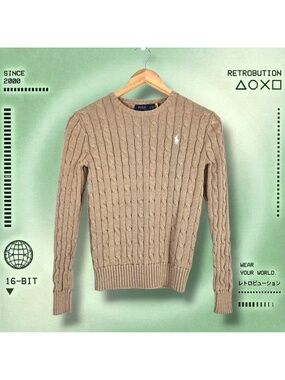 Polo Ralph Lauren Cable Knit Sweater Brown Size XS